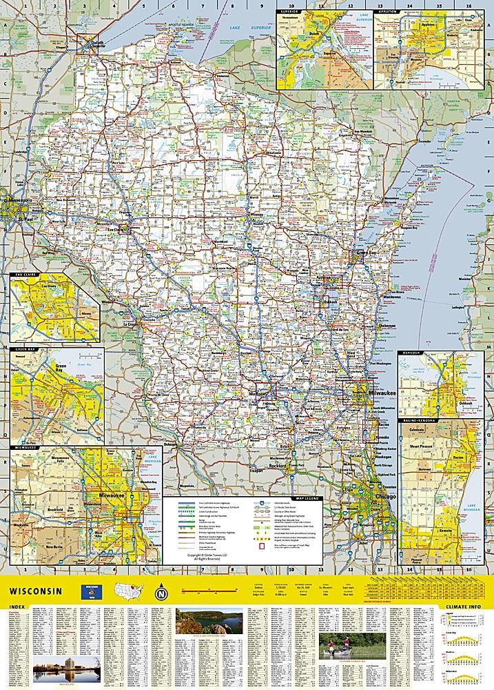 Carte routière - Wisconsin | National Geographic carte routière National Geographic
