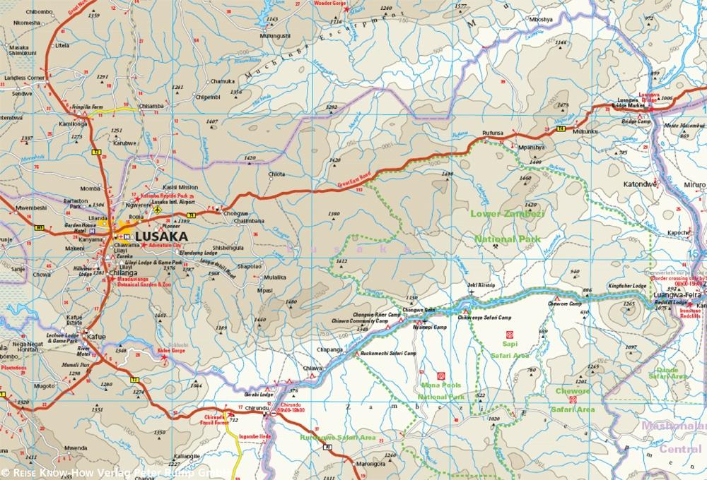 Carte routière de la Zambie | Reise Know How - La Compagnie des Cartes