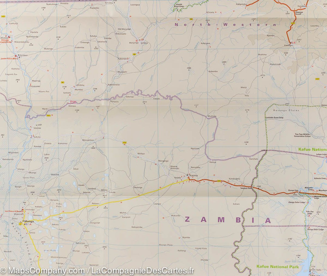 Carte routière de la Zambie | Reise Know How - La Compagnie des Cartes