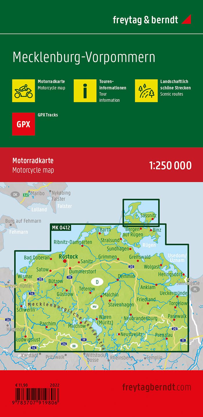 Carte spéciale moto - Mecklembourg-Poméranie-Occidentale | Freytag & Berndt carte routière Freytag & Berndt