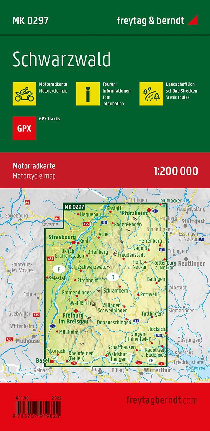 Carte spéciale moto - Forêt Noire | Freytag & Berndt carte routière Freytag & Berndt