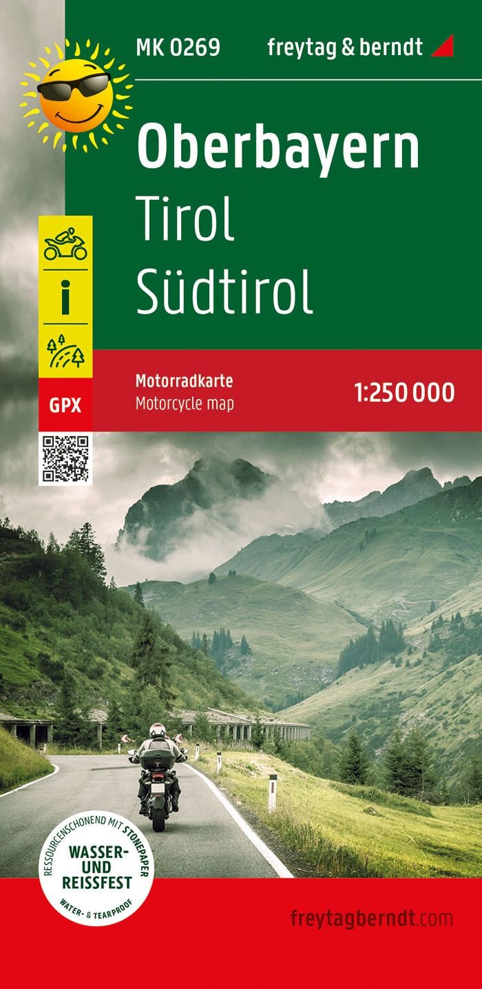 Carte spéciale moto - Haute-Bavière, Tyrol, Sud-Tyrol | Freytag & Berndt carte routière Freytag & Berndt