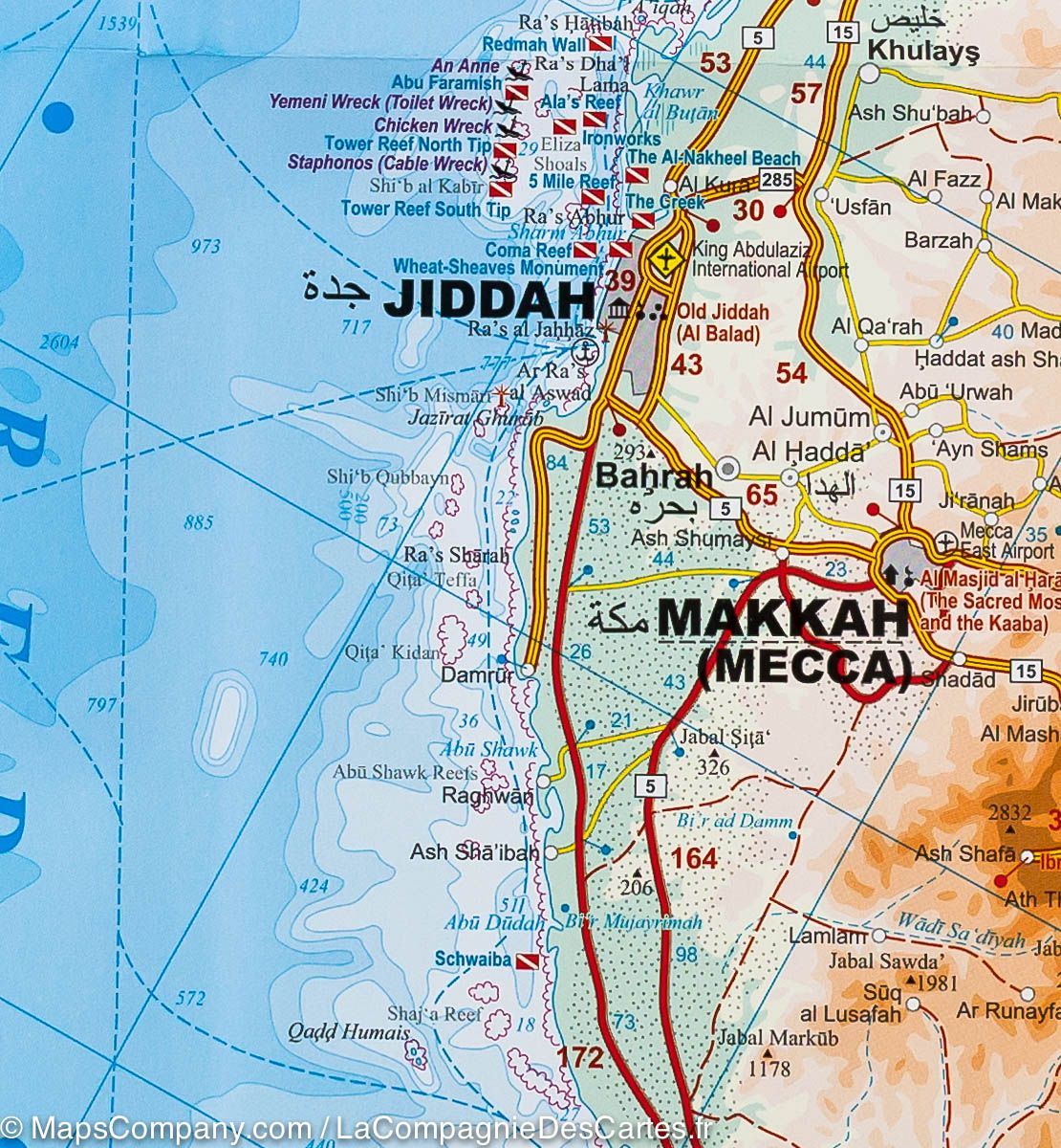 Carte spéciale plongée - Mer Rouge | Gizi Map carte routière Gizi Map