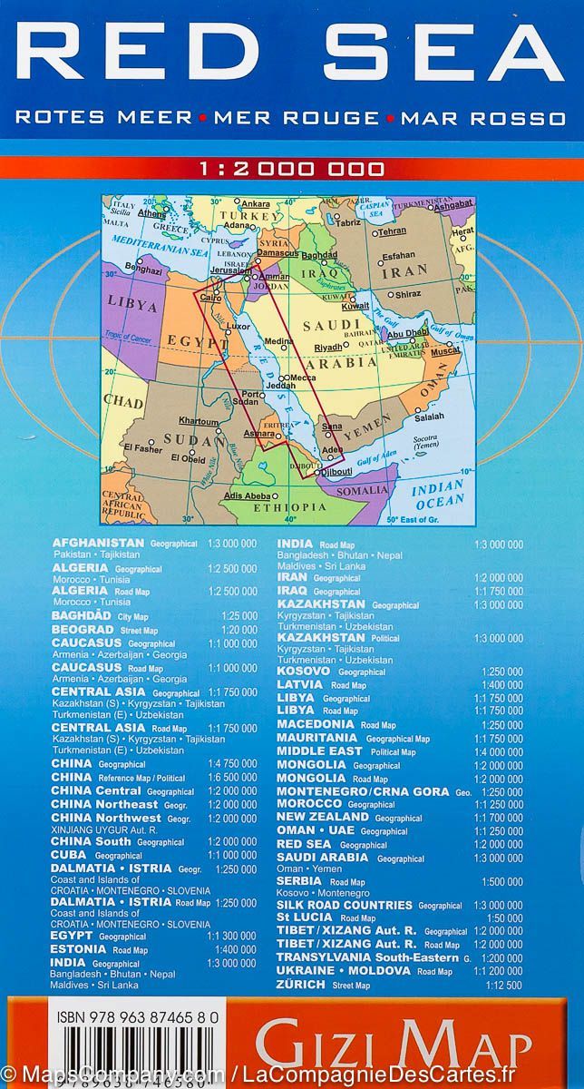 Carte spéciale plongée - Mer Rouge | Gizi Map carte routière Gizi Map
