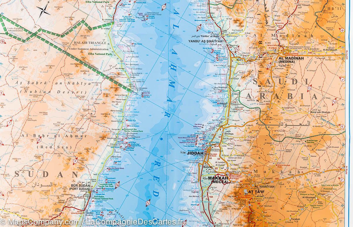 Carte spéciale plongée - Mer Rouge | Gizi Map carte routière Gizi Map