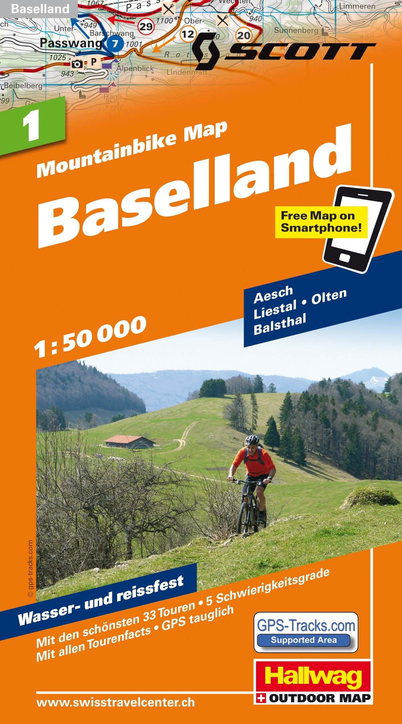 Carte spéciale VTT n° WKM.01 - Bâle-Campagne (Suisse) | Hallwag carte cycliste Hallwag Default Title