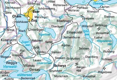 Carte spéciale VTT n° WKM.03 - Zoug, Schwyz (Suisse) | Hallwag carte cycliste Hallwag