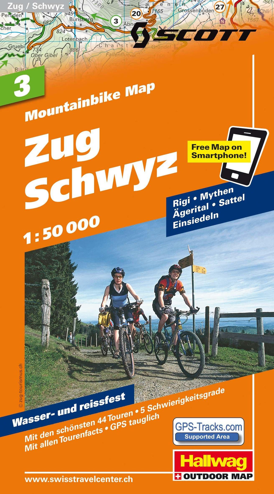 Carte spéciale VTT n° WKM.03 - Zoug, Schwyz (Suisse) | Hallwag carte pliée Hallwag 