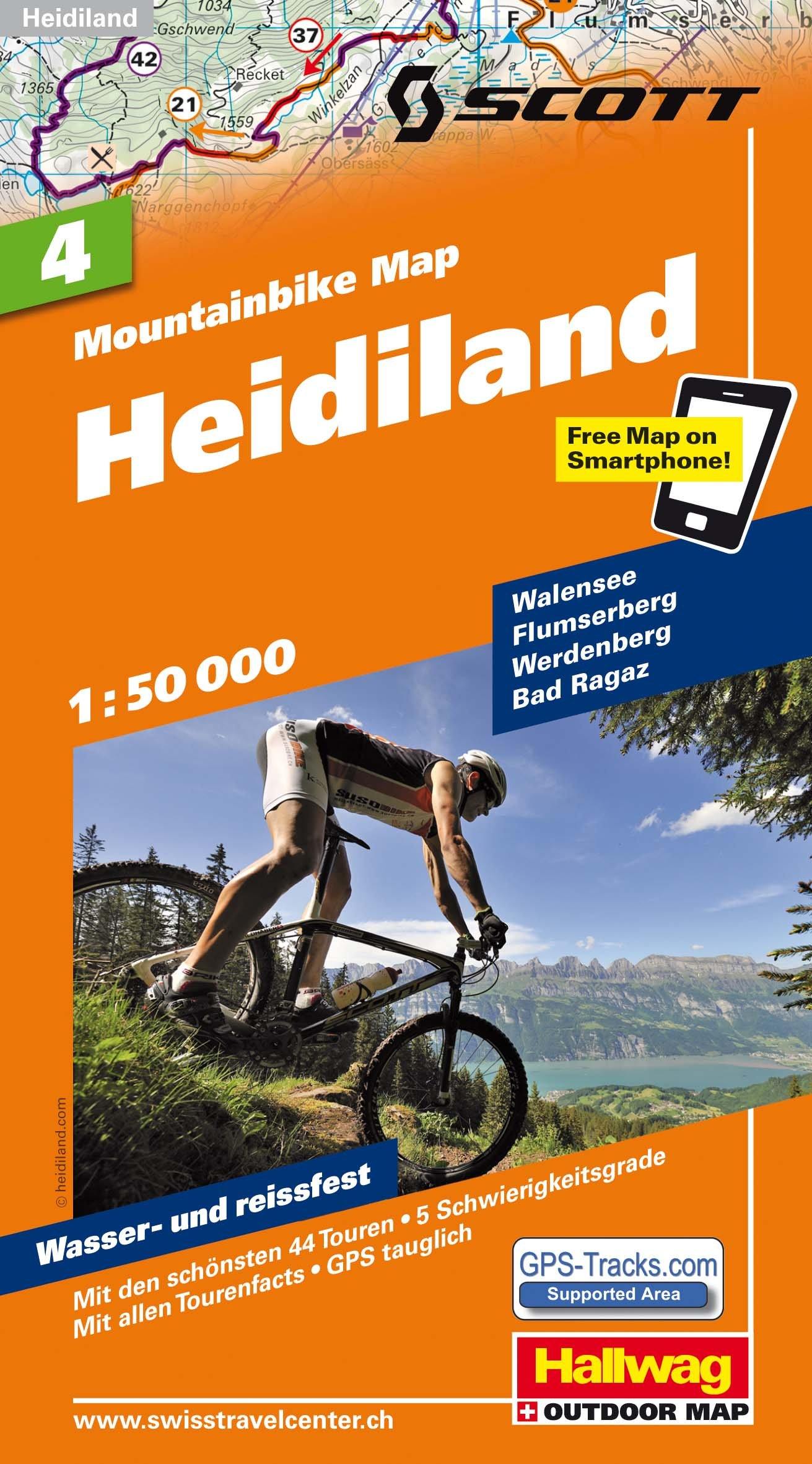 Carte spéciale VTT n° WKM.04 - Heidiland (Suisse) | Hallwag carte cycliste Hallwag Default Title