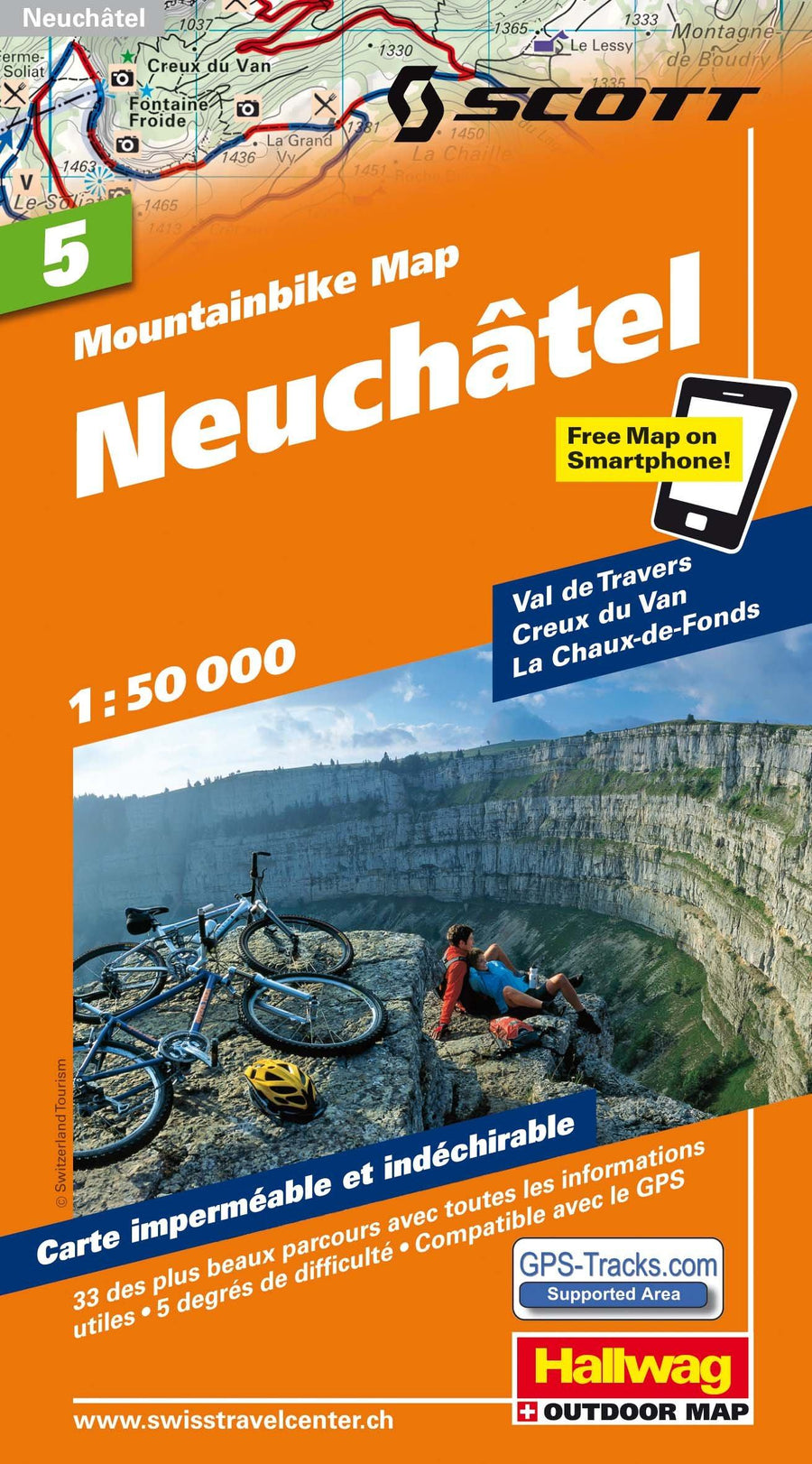 Carte spéciale VTT n° WKM.05 - Neuchâtel (Suisse) | Hallwag carte pliée Hallwag 