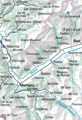 Carte spéciale VTT n° WKM.08 - Martigny (Suisse) | Hallwag carte cycliste Hallwag
