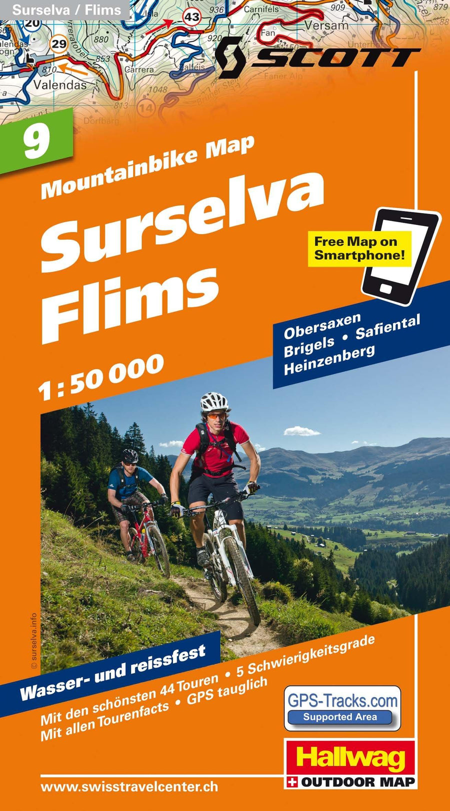 Carte spéciale VTT n° WKM.09 - Surselva, Flims (Suisse) | Hallwag carte pliée Hallwag 