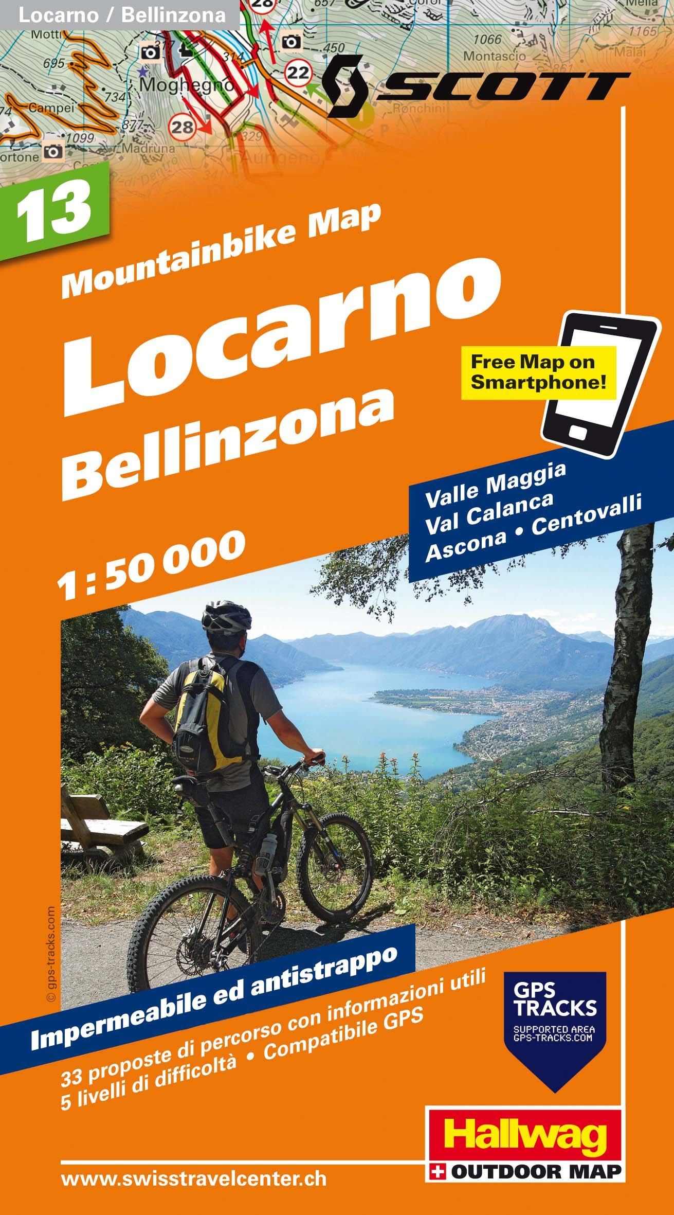Carte spéciale VTT n° WKM.13 - Locarno, Bellinzone (Suisse) | Hallwag carte cycliste Hallwag Default Title
