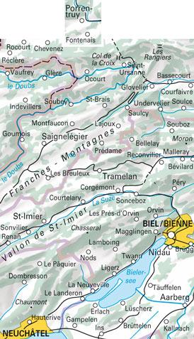 Carte spéciale VTT n° WKM.14 - Biel/Bienne, Jura bernois (Suisse) | Hallwag carte cycliste Hallwag