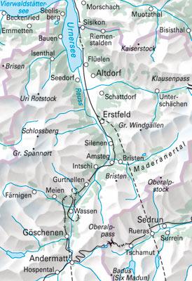 Carte spéciale VTT n° WKM.16 - Uri, Andermatt (Suisse) | Hallwag carte cycliste Hallwag
