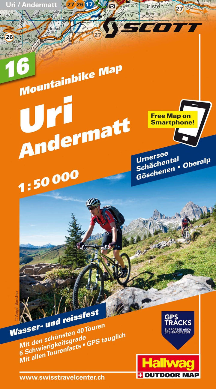 Carte spéciale VTT n° WKM.16 - Uri, Andermatt (Suisse) | Hallwag carte pliée Hallwag 