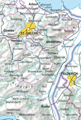 Carte spéciale VTT n° WKM.21 - Appenzell, Rheintal (Suisse) | Hallwag carte cycliste Hallwag
