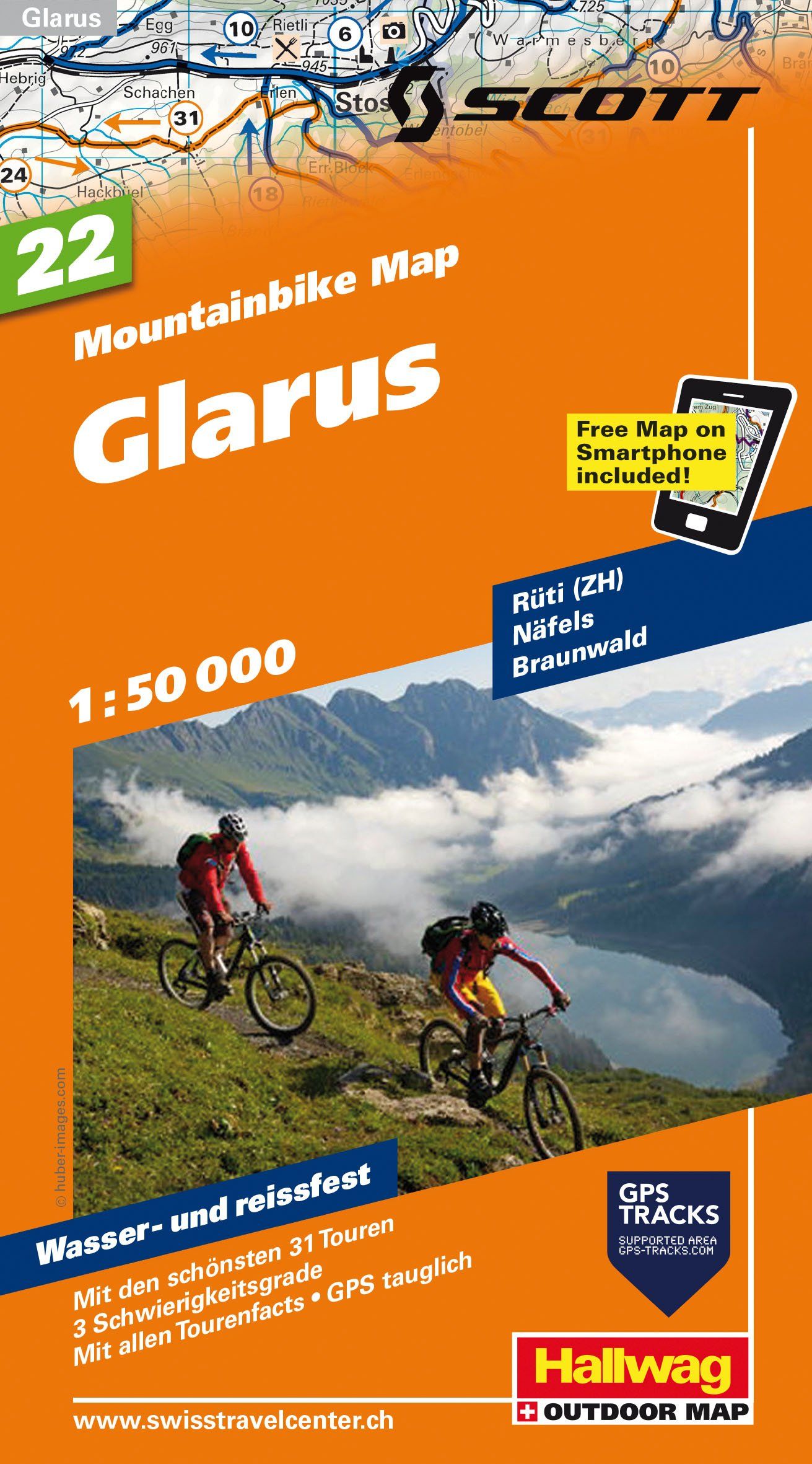 Carte spéciale VTT n° WKM.22 - Glarus (Suisse) | Hallwag carte cycliste Hallwag Default Title