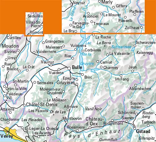 Carte spéciale VTT n° WKM.24 - Gruyère, Glâne (Suisse) | Hallwag carte cycliste Hallwag