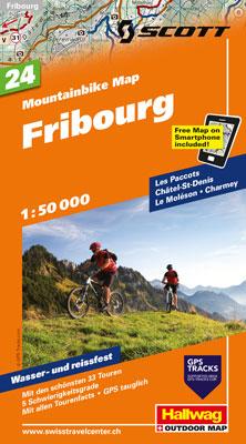 Carte spéciale VTT n° WKM.24 - Gruyère, Glâne (Suisse) | Hallwag carte pliée Hallwag 