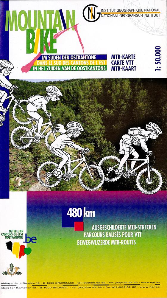 Carte spéciale VTT - Sud des Cantons de l'Est (Belgique) | NGI carte pliée IGN Belgique 