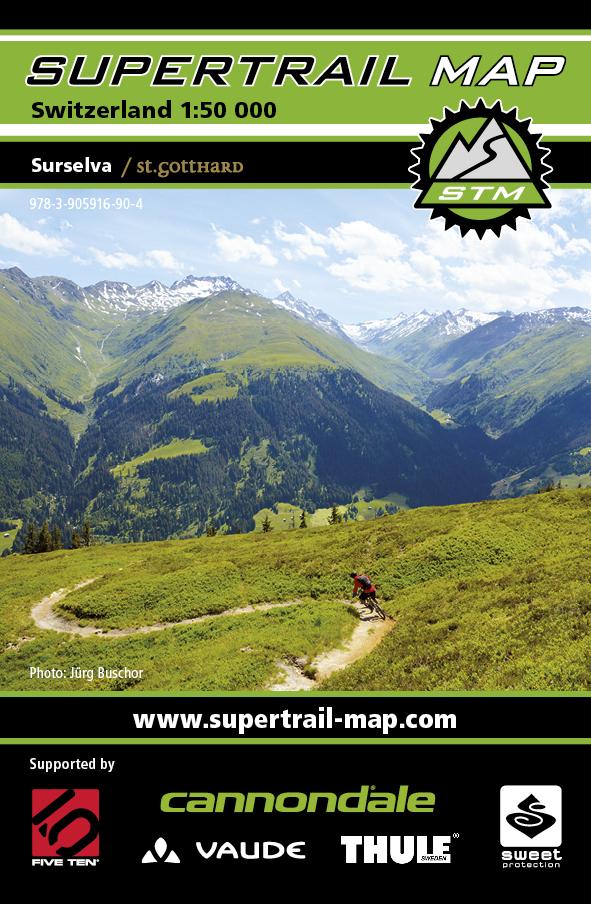 Carte Supertrail - Surselva, St. Gotthard | Supertrail Map carte de randonnée Supertrail Map