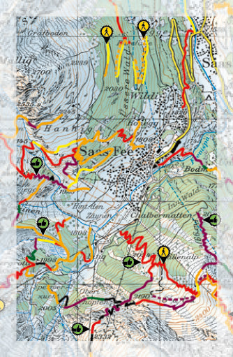 Carte Supertrail - Zermatt, Saas Fee | Supertrail Map carte pliée Supertrail Map 