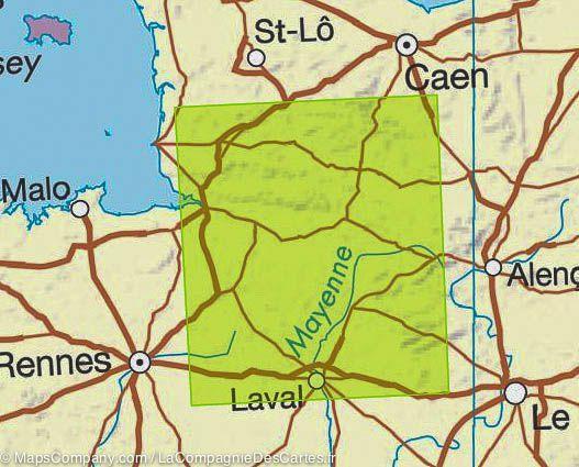 Carte TOP 100 n° 116 - Laval, Fougères & PNR Normandie Maine | IGN carte cycliste IGN