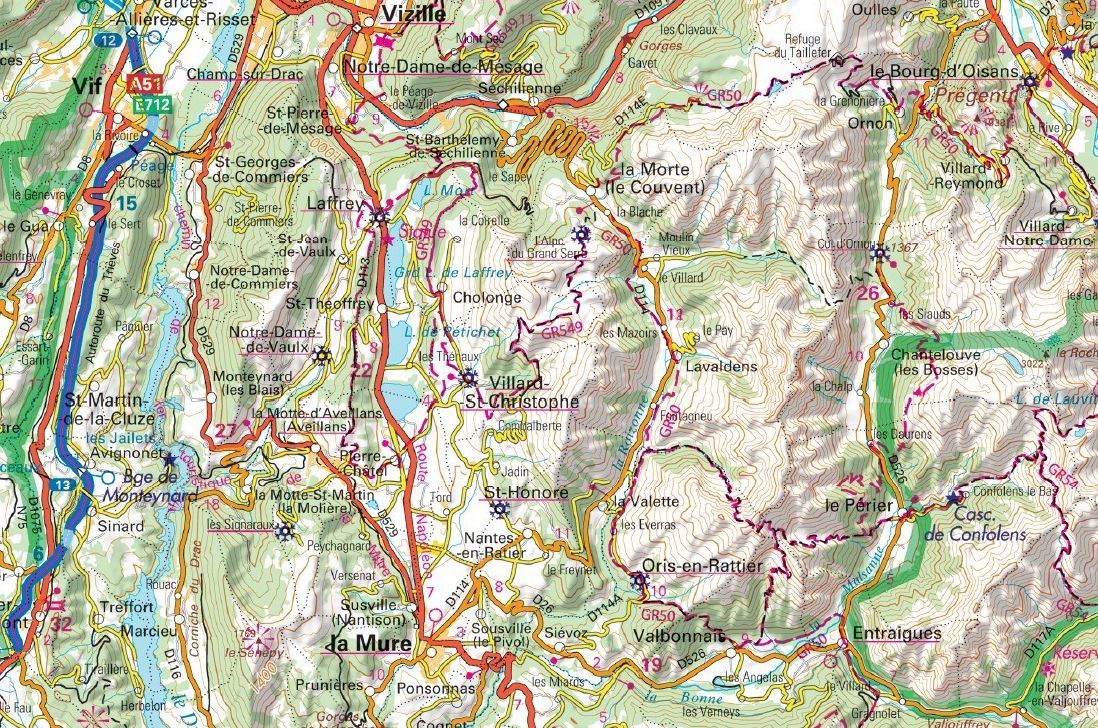 Carte TOP 200 - n° 202 - Haut-Jura & Alpes du Nord | IGN carte routière IGN