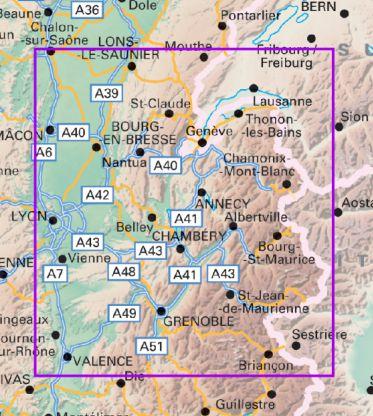 Carte TOP 200 - n° 202 - Haut-Jura & Alpes du Nord | IGN carte routière IGN