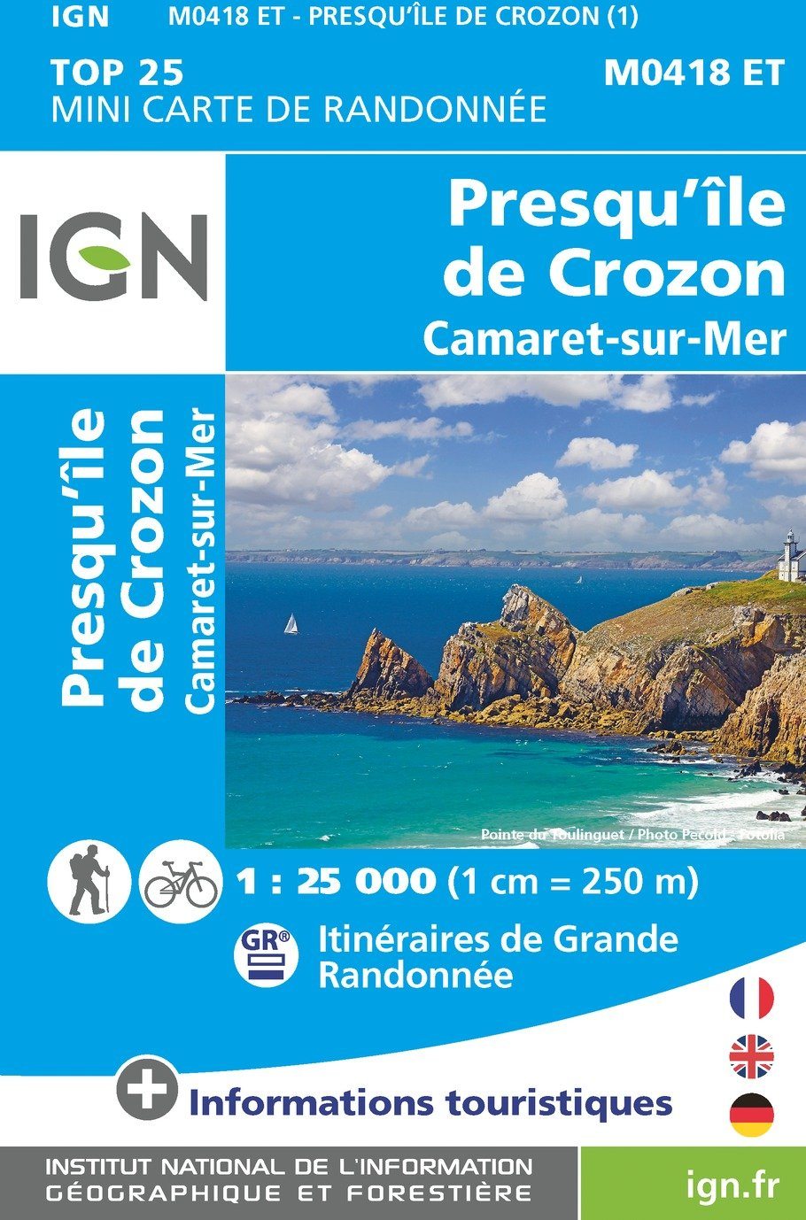 Carte Top 25 Mini n° M0418 OT - Presqu'île de Crozon, Camaret-sur-Mer | IGN carte de randonnée IGN