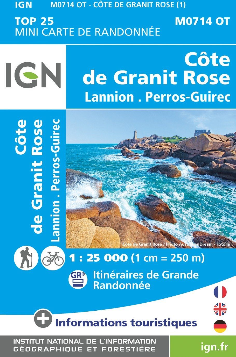 Carte Top 25 Mini n° M0714 OT - Côte de Granit Rose, Lannion, Perros-Guirec | IGN carte de randonnée IGN
