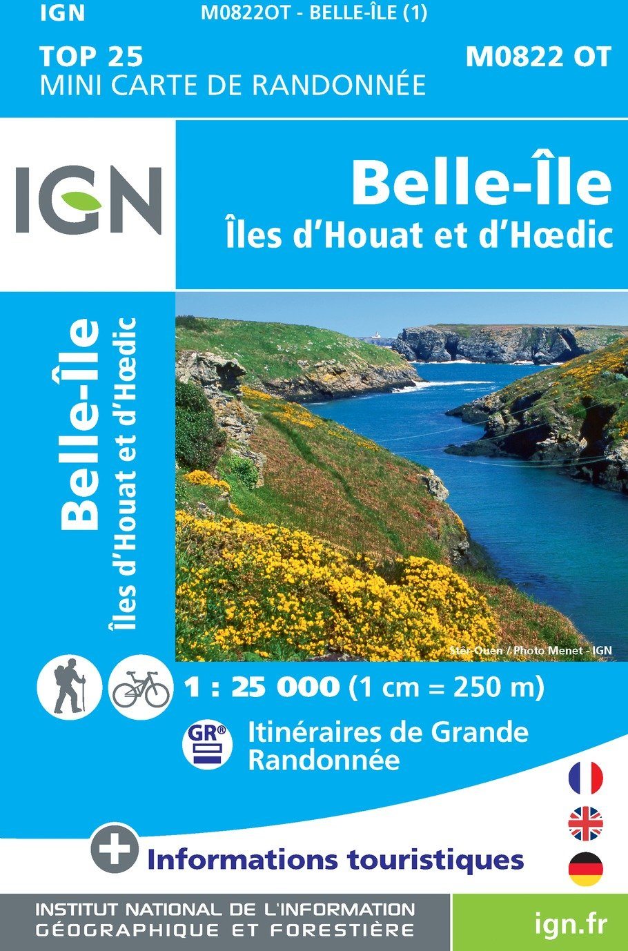 Carte Top 25 Mini n° M0822 OT - Belle-Ile, îles d'Houat et d'Hoedic | IGN carte de randonnée IGN