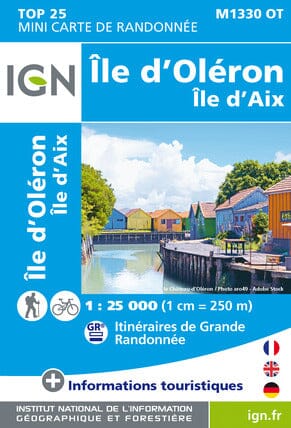 Carte Top 25 Mini n° M1330 OT - Ile d'Oléron, Ile d'Aix | IGN carte de randonnée IGN