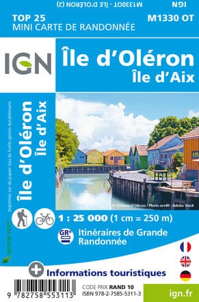 Carte Top 25 Mini n° M1330 OT - Ile d'Oléron, Ile d'Aix | IGN carte de randonnée IGN