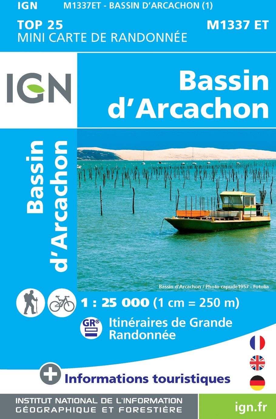 Carte Top 25 Mini n° M1337 ET - Bassin d'Arcachon | IGN carte de randonnée IGN