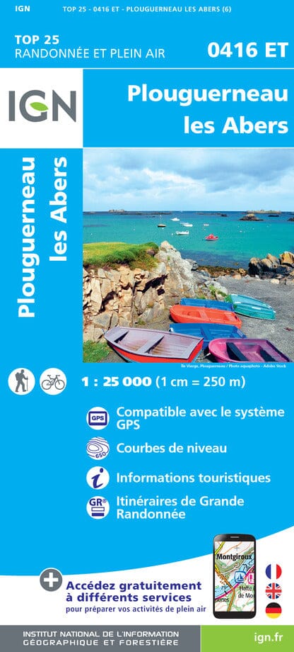Carte TOP 25 n° 0416 ET - Plouguerneau, Les Abers | IGN carte pliée IGN 