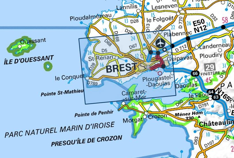 Carte TOP 25 n° 0417 ET - Brest & Pointe de Saint Mathieu | IGN carte de randonnée IGN