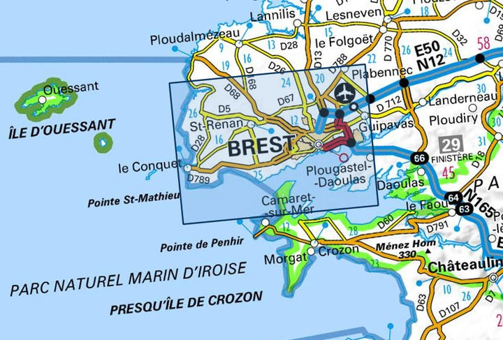 Carte TOP 25 n° 0417 ET - Brest & Pointe de Saint Mathieu | IGN carte pliée IGN 