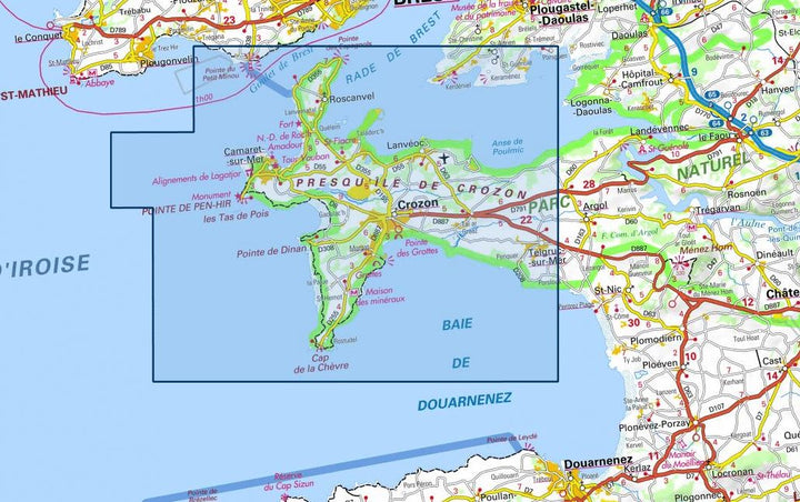 Carte TOP 25 n° 0418 ET - Presqu'île de Crozon | IGN carte pliée IGN 