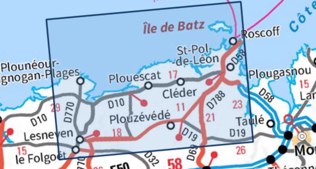 Carte TOP 25 n° 0515 ET - Saint-Paul-de-Léon, Roscoff, Kerlouan, Ile de Batz | IGN carte de randonnée IGN