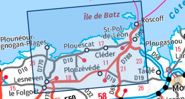 Carte TOP 25 n° 0515 ET - St Paul de Léon, Roscoff, Kerlouan, Ile de Batz | IGN carte pliée IGN 