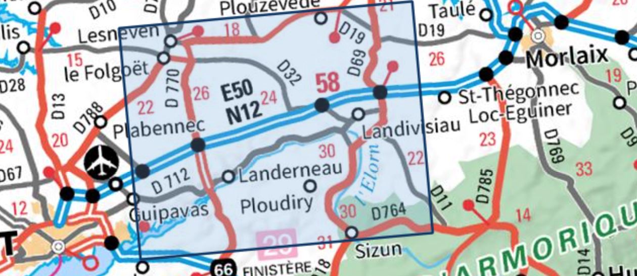 Carte TOP 25 n° 0516 OT - Landerneau, Landivisiau & PNR d'Armorique| IGN carte de randonnée IGN