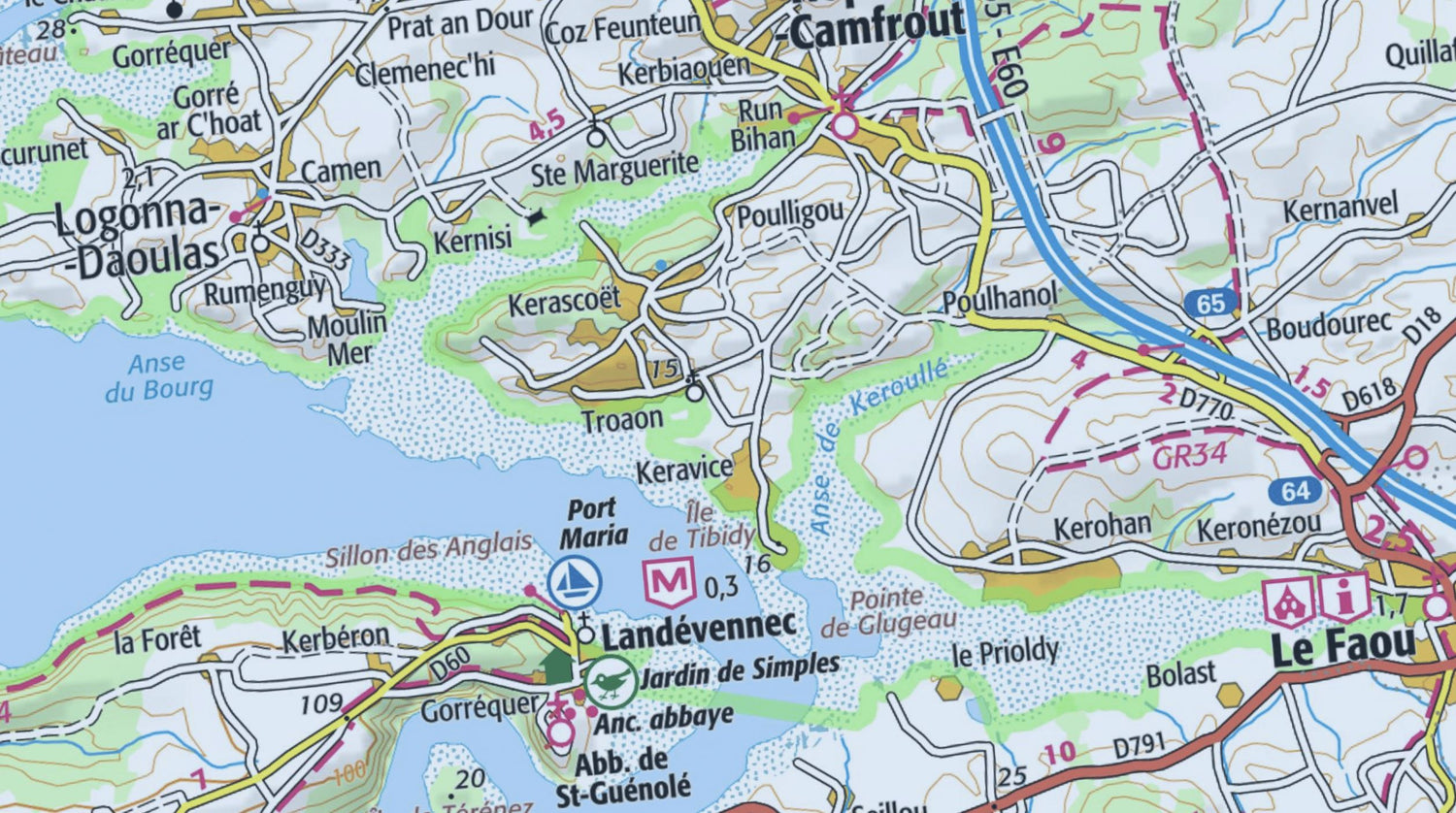 Carte TOP 25 n° 0517 OT - Plougastel-Daoulas, Le Faou & PNR Armorique | IGN carte de randonnée IGN