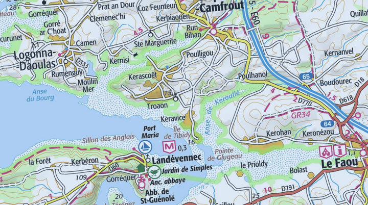 Carte TOP 25 n° 0517 OT - Plougastel-Daoulas, Le Faou & PNR Armorique | IGN carte pliée IGN 
