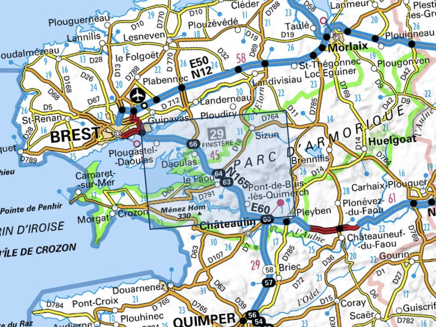 Carte TOP 25 n° 0517 OT - Plougastel-Daoulas, Le Faou & PNR Armorique | IGN carte de randonnée IGN