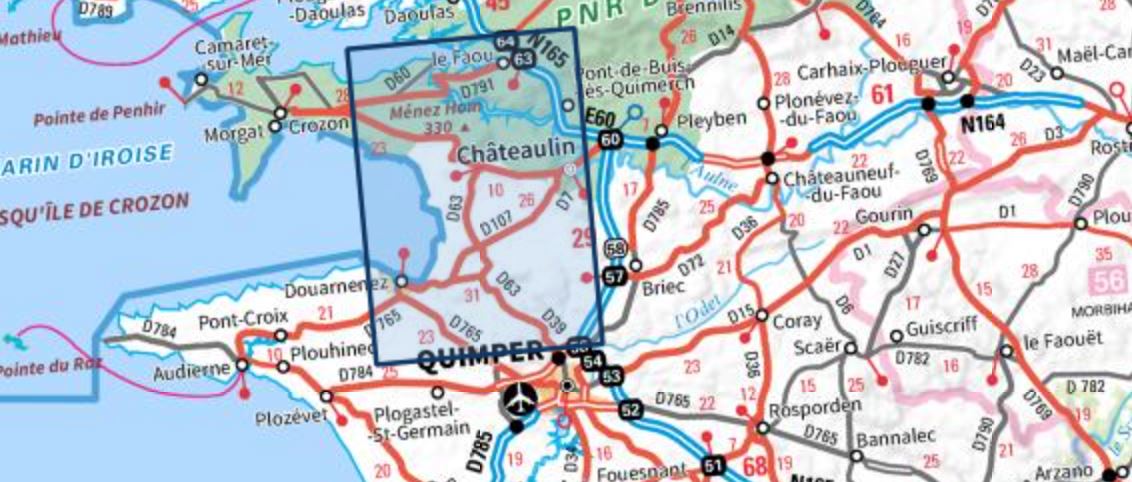 Carte TOP 25 n° 0518 OT - Châteaulin, Douarnenez | IGN carte de randonnée IGN