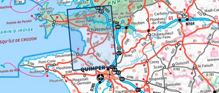 Carte TOP 25 n° 0518 OT - Châteaulin, Douarnenez | IGN carte pliée IGN 