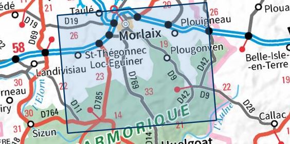 Carte TOP 25 n° 0616 OT - Morlaix, Vallée Queffleuth, PNR d'Armorique | IGN carte pliée IGN 