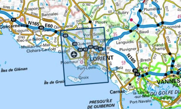 Carte TOP 25 n° 0720 ET - Lorient & Ile de Groix | IGN carte de randonnée IGN